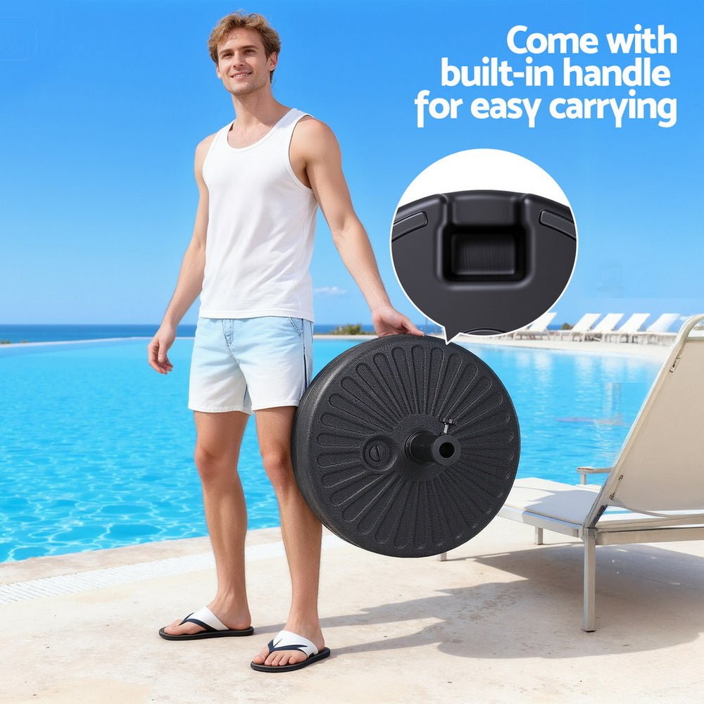 Instahut Outdoor Umbrella Base Weight Round Plastic Pole Holder 30 - 48mm Beach | Outdoorium