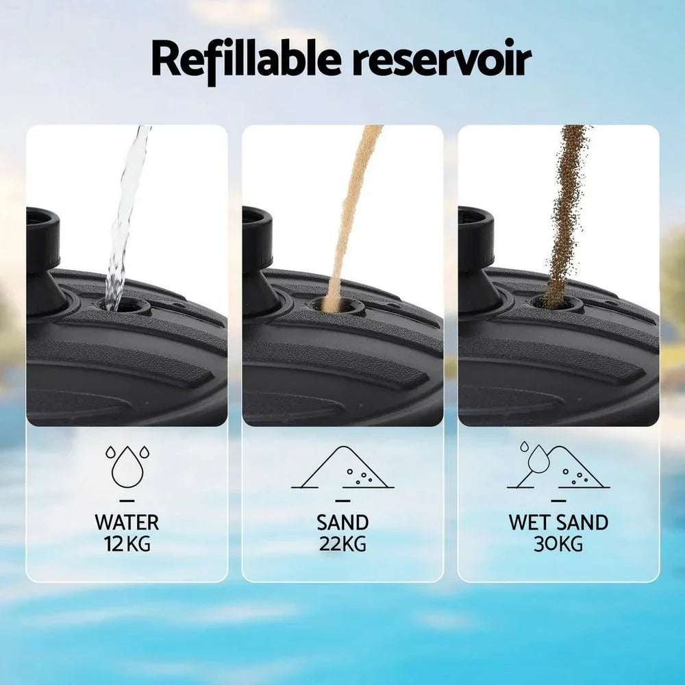 Instahut Outdoor Umbrella Base Weight Round Plastic Pole Holder 35-38mm Beach | Outdoor Umbrella