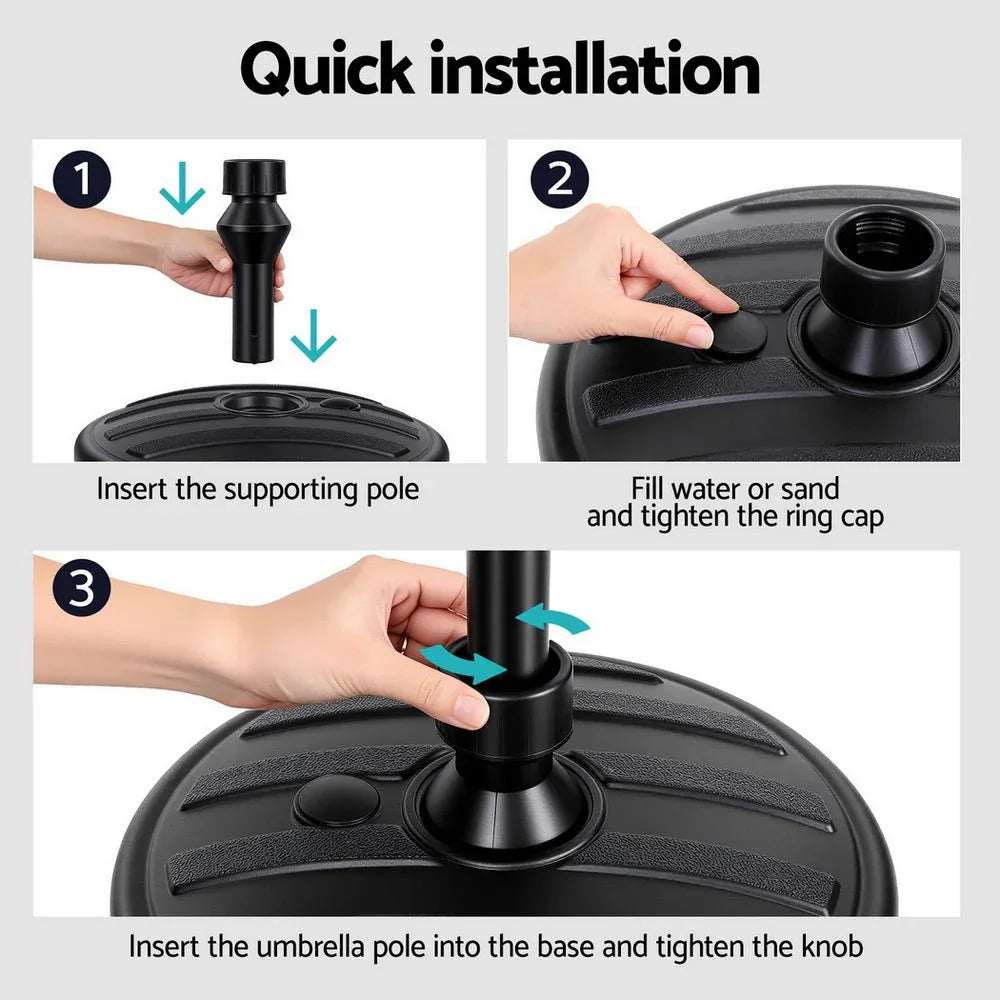 Instahut Outdoor Umbrella Base Weight Round Plastic Pole Holder 35-38mm Beach | Outdoor Umbrella