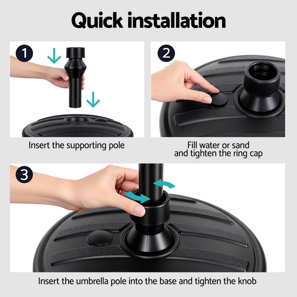 Instahut Outdoor Umbrella Base Weight Round Plastic Pole Holder 35 - 38mm Beach | Outdoorium
