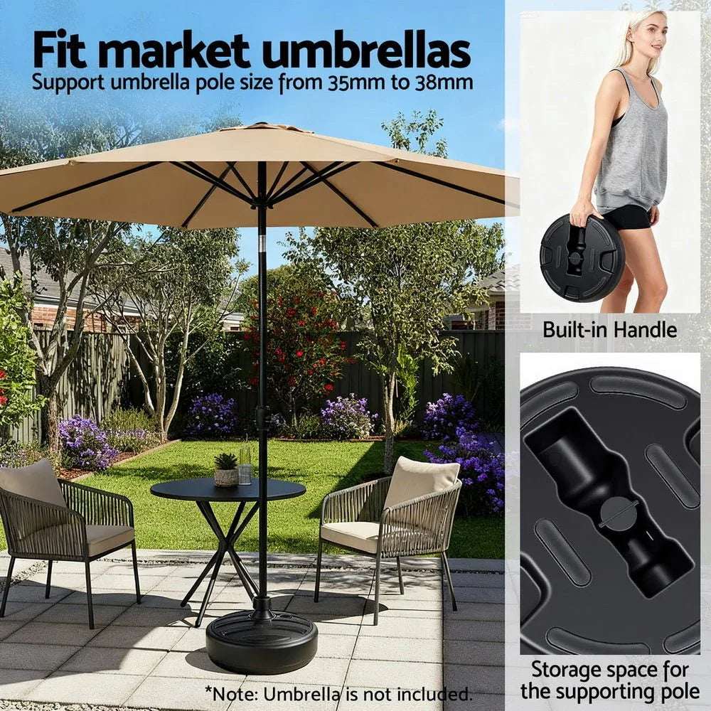Instahut Outdoor Umbrella Base Weight Round Plastic Pole Holder 35-38mm Beach | Outdoor Umbrella