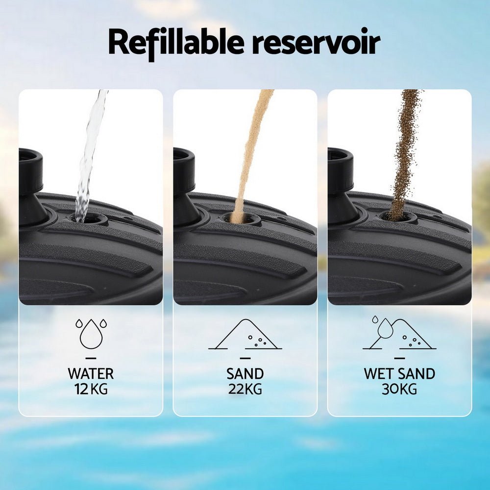 Instahut Outdoor Umbrella Base Weight Round Plastic Pole Holder 35 - 38mm Beach | Outdoorium