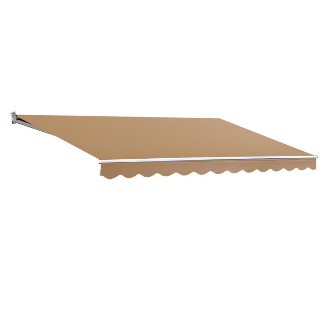 Instahut Retractable Folding Arm Awning Manual Sunshade 2.5Mx2M Beige - Outdoorium