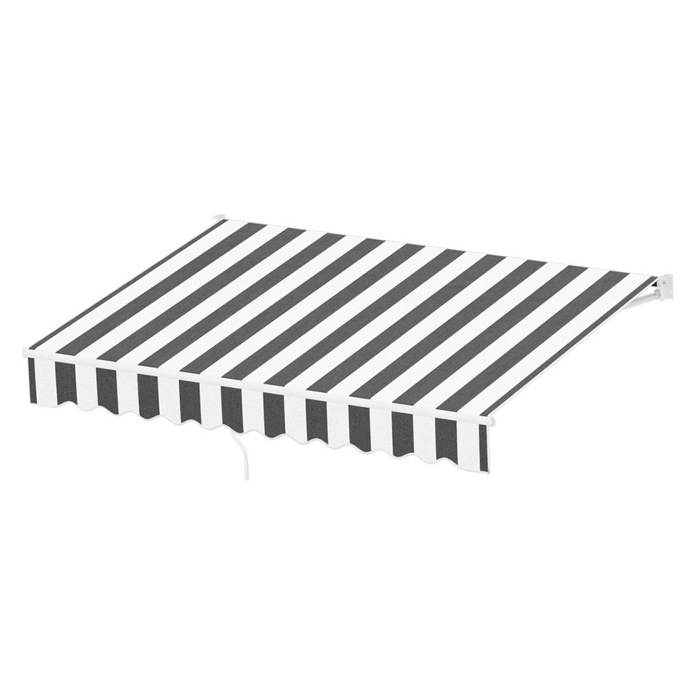 Instahut Retractable Folding Arm Awning Manual Sunshade 2.5Mx2M Grey White | Outdoorium