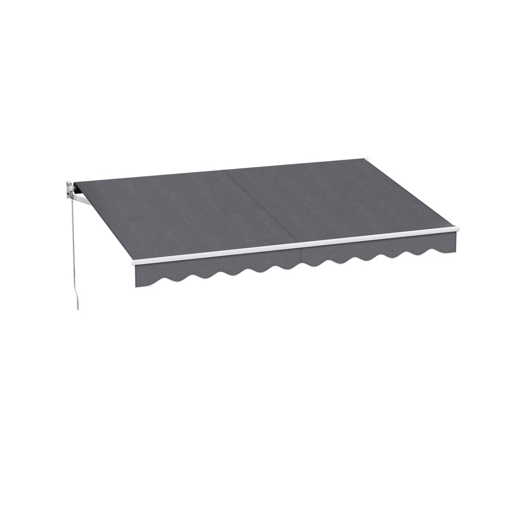 Instahut Retractable Folding Arm Awning Manual Sunshade 3M X 2M Grey | Outdoorium