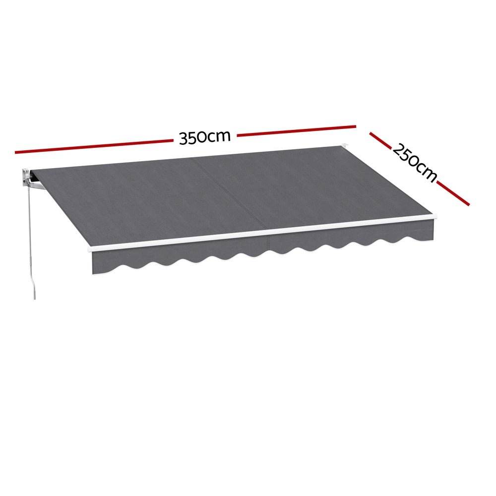 Instahut Retractable Folding Arm Awning Motorised Sunshade 3.5M X 2.5M Grey | Outdoorium
