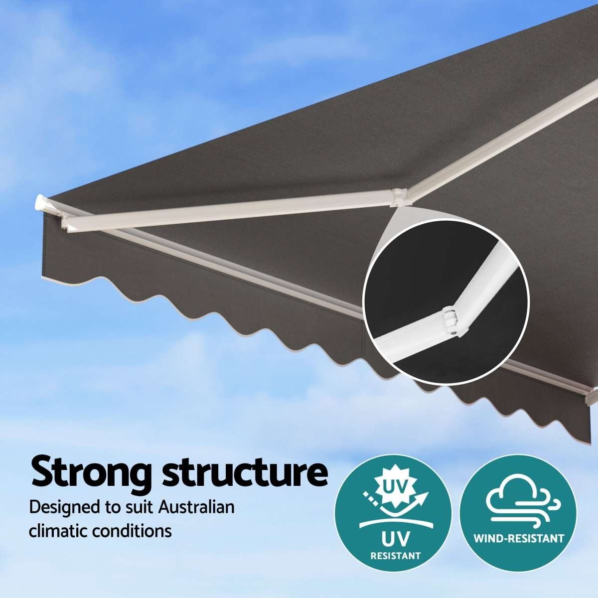 Instahut Retractable Folding Arm Awning Motorised Sunshade 3.5M X 3M Grey | Home & Garden > Shading > Awnings