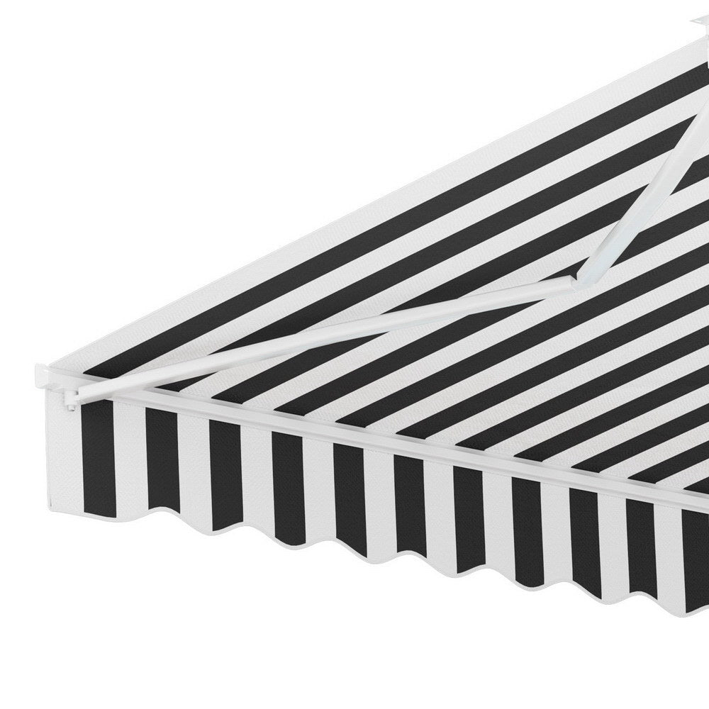 Instahut Retractable Folding Arm Awning Motorised Sunshade 3Mx2.5M Grey White | Outdoorium