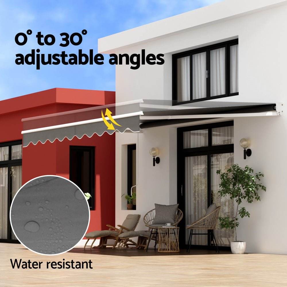 Instahut Retractable Folding Arm Awning Motorised Sunshade 4.5Mx2.5M Grey - Outdoorium