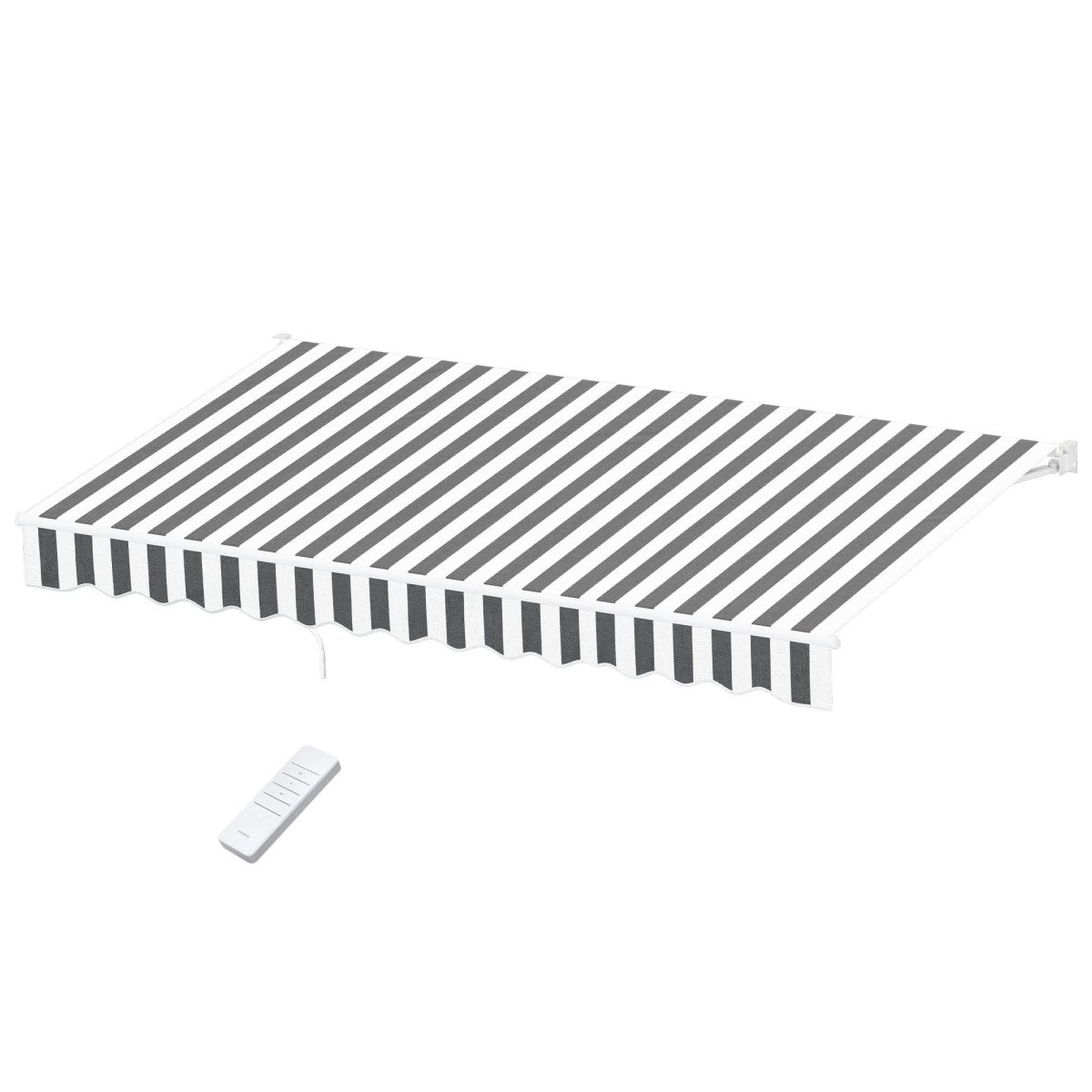 Instahut Retractable Folding Arm Awning Motorised Sunshade 4.5Mx3M Grey White | Home & Garden > Shading > Awnings