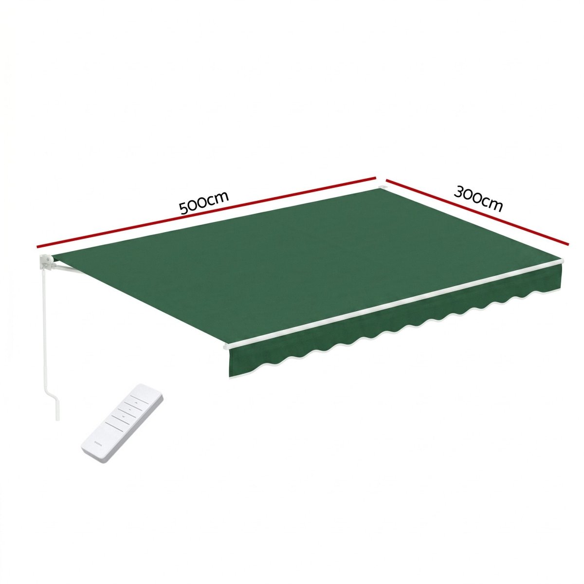 Instahut Retractable Folding Arm Awning Motorised Sunshade 5Mx3M Dark Green | Home & Garden > Shading > Awnings