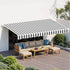 Instahut Retractable Folding Arm Awning Motorised Sunshade 5Mx3M Grey White | Outdoorium