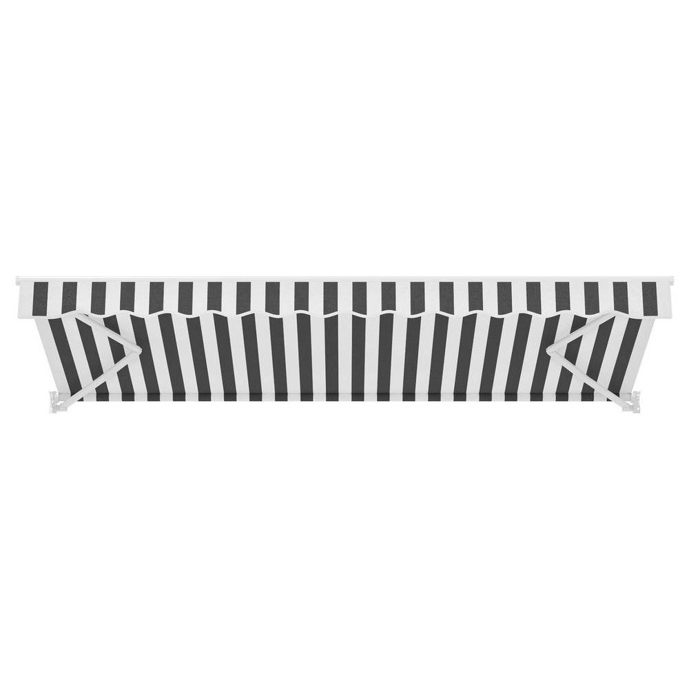 Instahut Retractable Folding Arm Awning Motorised Sunshade 5Mx3M Grey White | Outdoorium