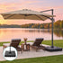 Instahut Roma 3m beige tilting cantilever umbrella with 60kg fillable wheeled base