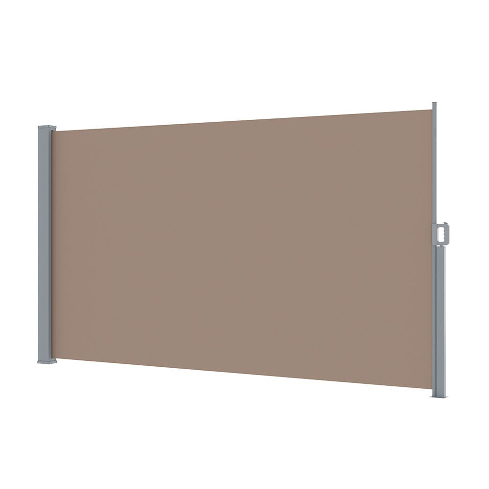 Instahut Side Awning Sun Shade Outdoor Blinds Retractable Screen 1.8X3M Brown - Outdoorium