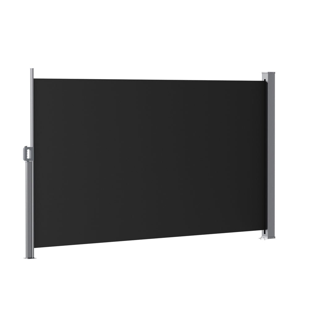 Instahut Side Awning Sun Shade Outdoor Retractable Privacy Screen 1.8X3M Black | Outdoorium