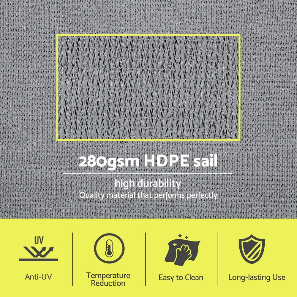 Instahut Sun Shade Sail Shadecloth Canopy Rectangle 280gsm 4x6m | Outdoorium