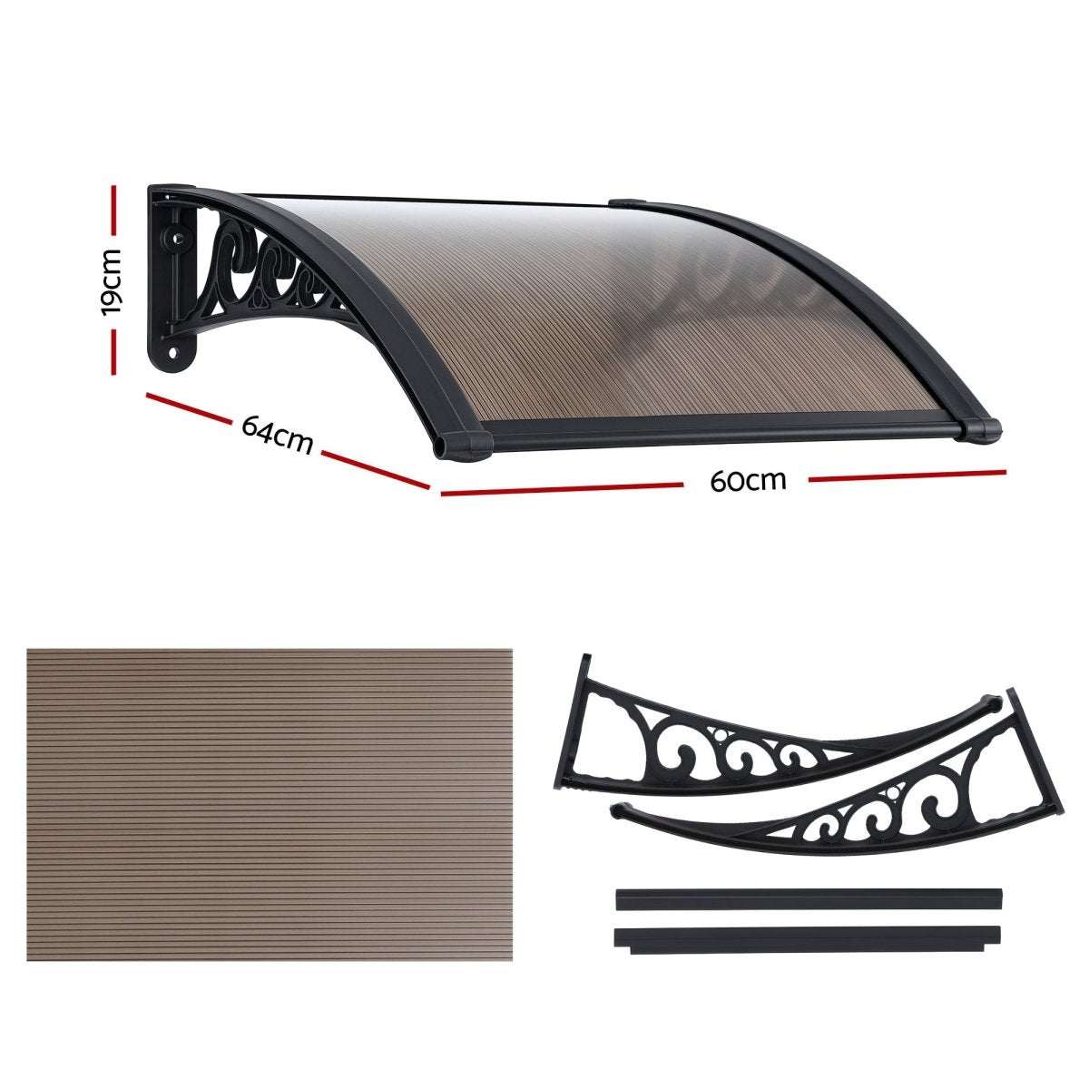 Instahut Window Awning Drainage 0.6mx0.6m Outdoor Brown | Home & Garden > Shading > Awnings