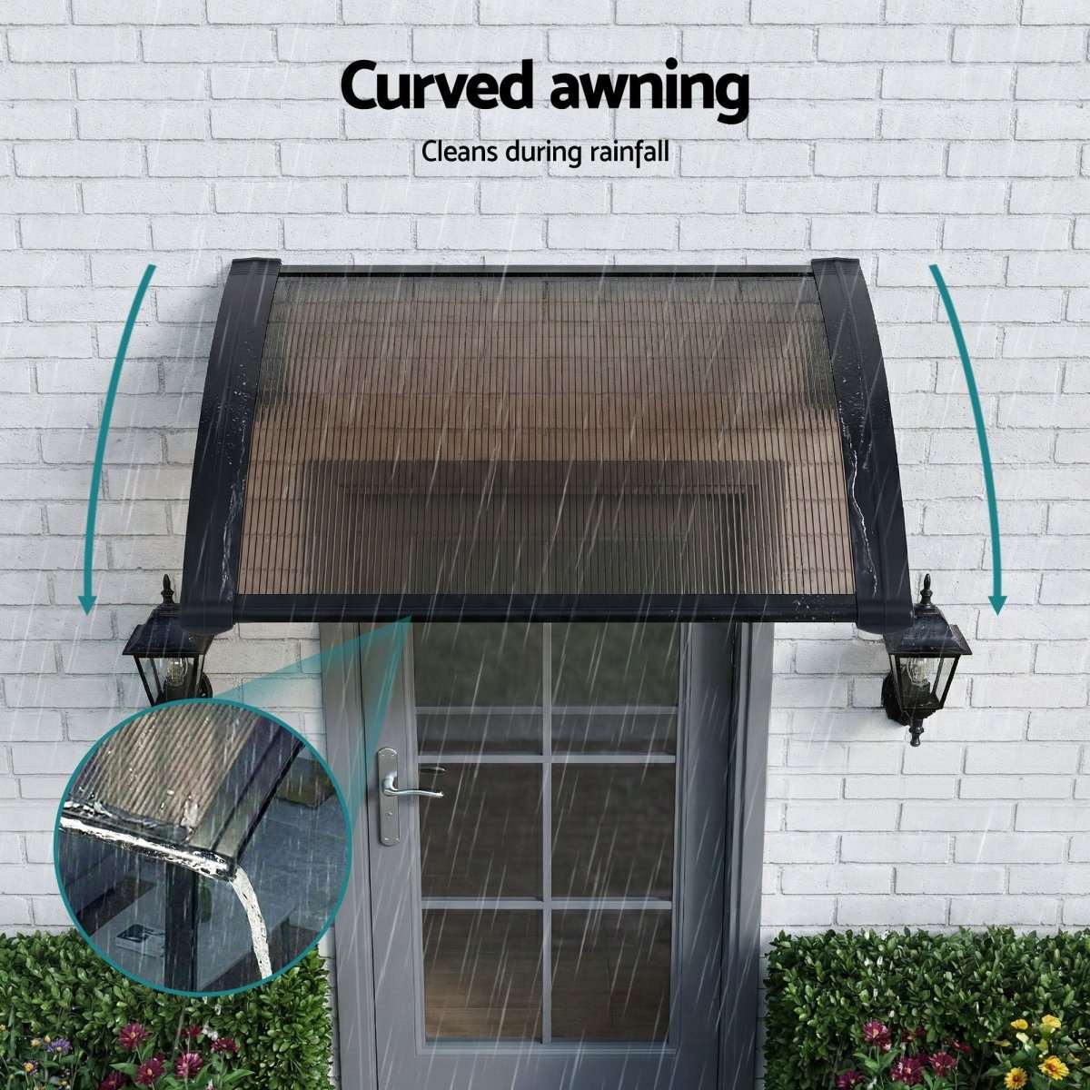 Instahut Window Awning Drainage 0.6mx0.6m Outdoor Brown | Home & Garden > Shading > Awnings