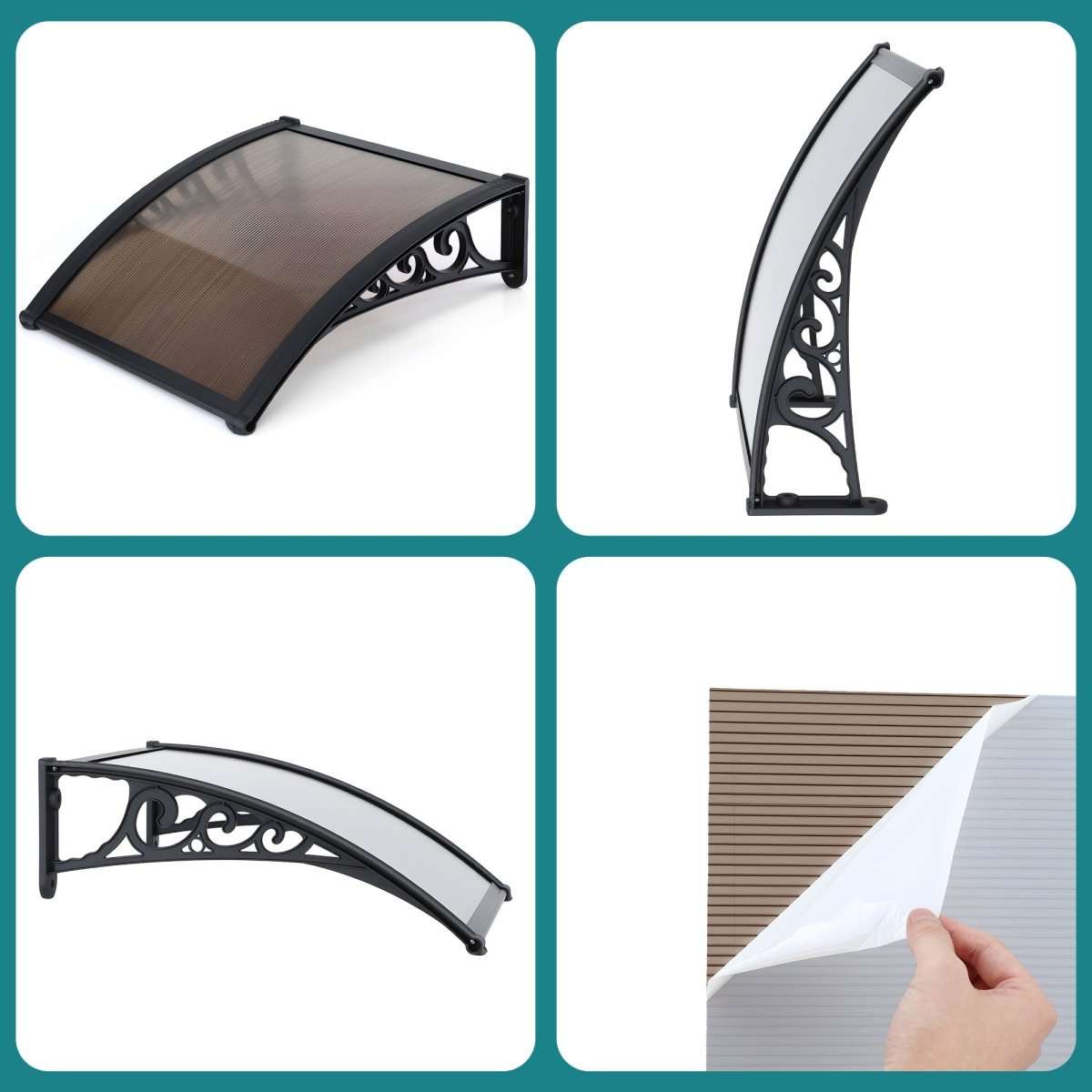 Instahut Window Awning Drainage 0.6mx0.6m Outdoor Brown | Home & Garden > Shading > Awnings