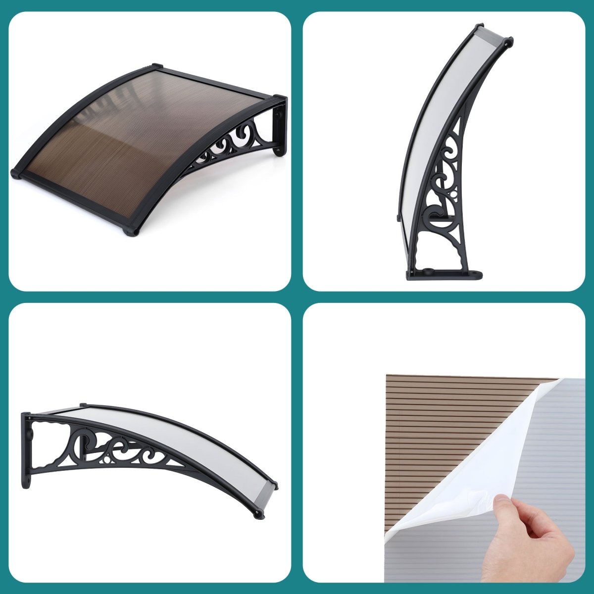 Instahut Window Awning Drainage 0.6mx0.6m Outdoor Brown | Home & Garden > Shading > Awnings
