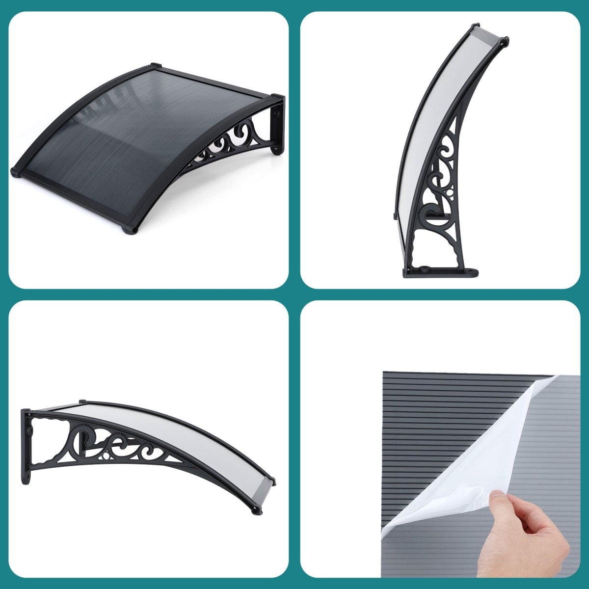 Instahut Window Awning Drainage 0.6mx0.6m Outdoor Grey | Home & Garden > Shading > Awnings