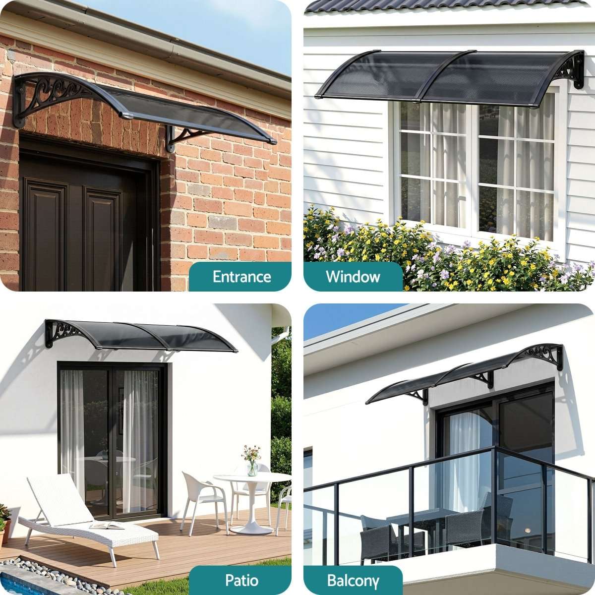 Instahut Window Awning Drainage 0.6mx0.6m Outdoor Grey | Home & Garden > Shading > Awnings