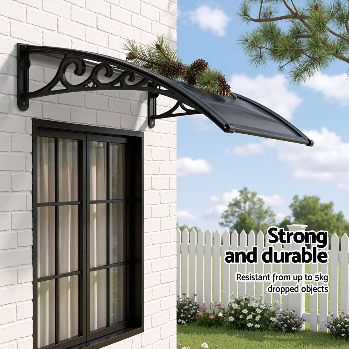 Instahut Window Awning Drainage 0.6mx0.6m Outdoor Grey | Home & Garden > Shading > Awnings