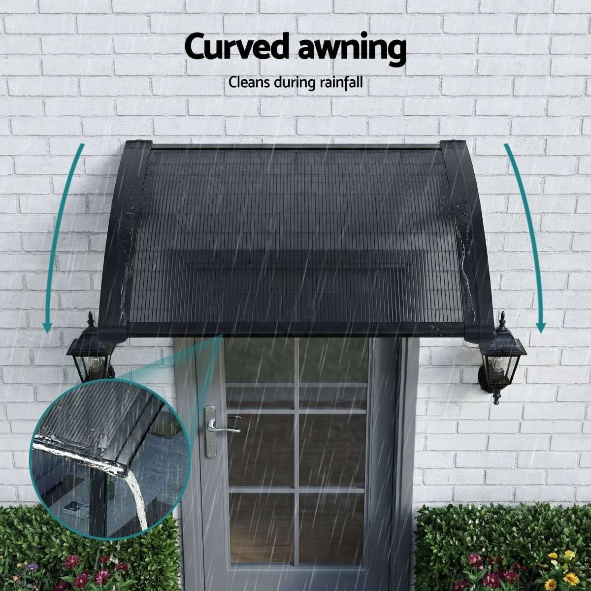 Instahut Window Awning Drainage 0.6mx0.6m Outdoor Grey | Home & Garden > Shading > Awnings