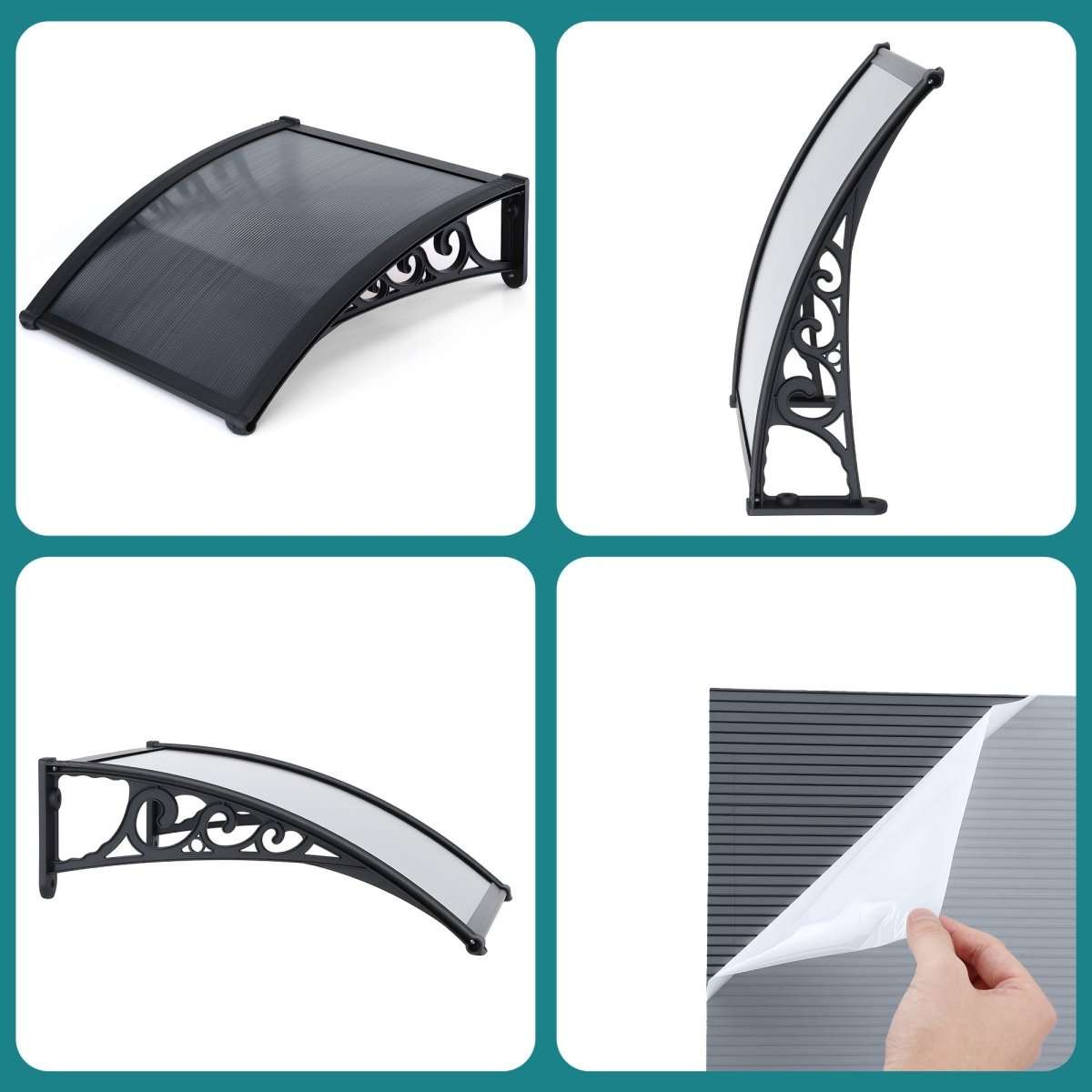 Instahut Window Awning Drainage 0.6mx0.6m Outdoor Grey | Home & Garden > Shading > Awnings