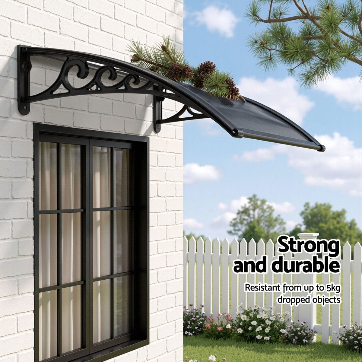 Instahut Window Awning Drainage 0.6mx0.6m Outdoor Grey | Home & Garden > Shading > Awnings