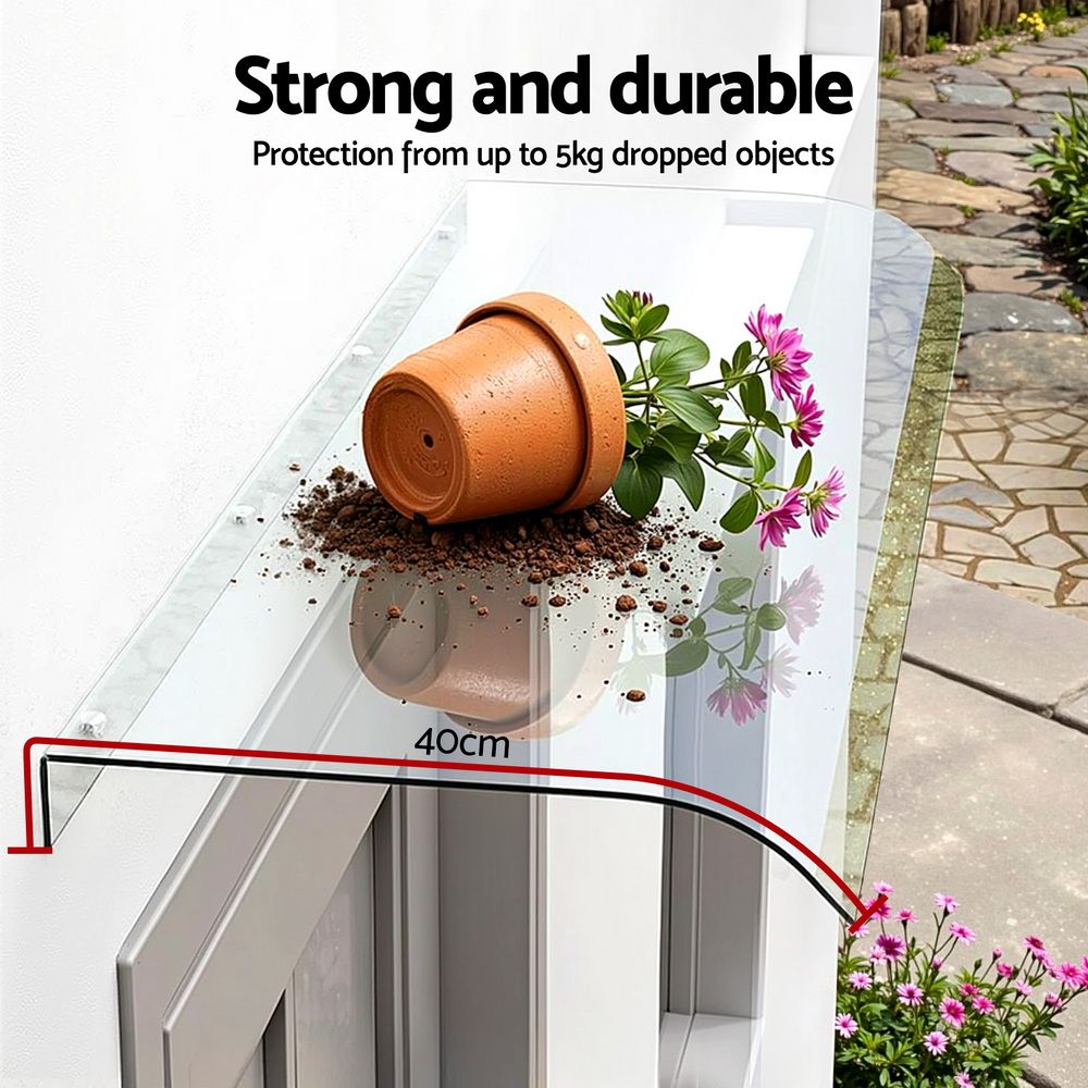 Instahut Window Door Awning 0.4mx1m Transparent | Home & Garden > Shading > Awnings
