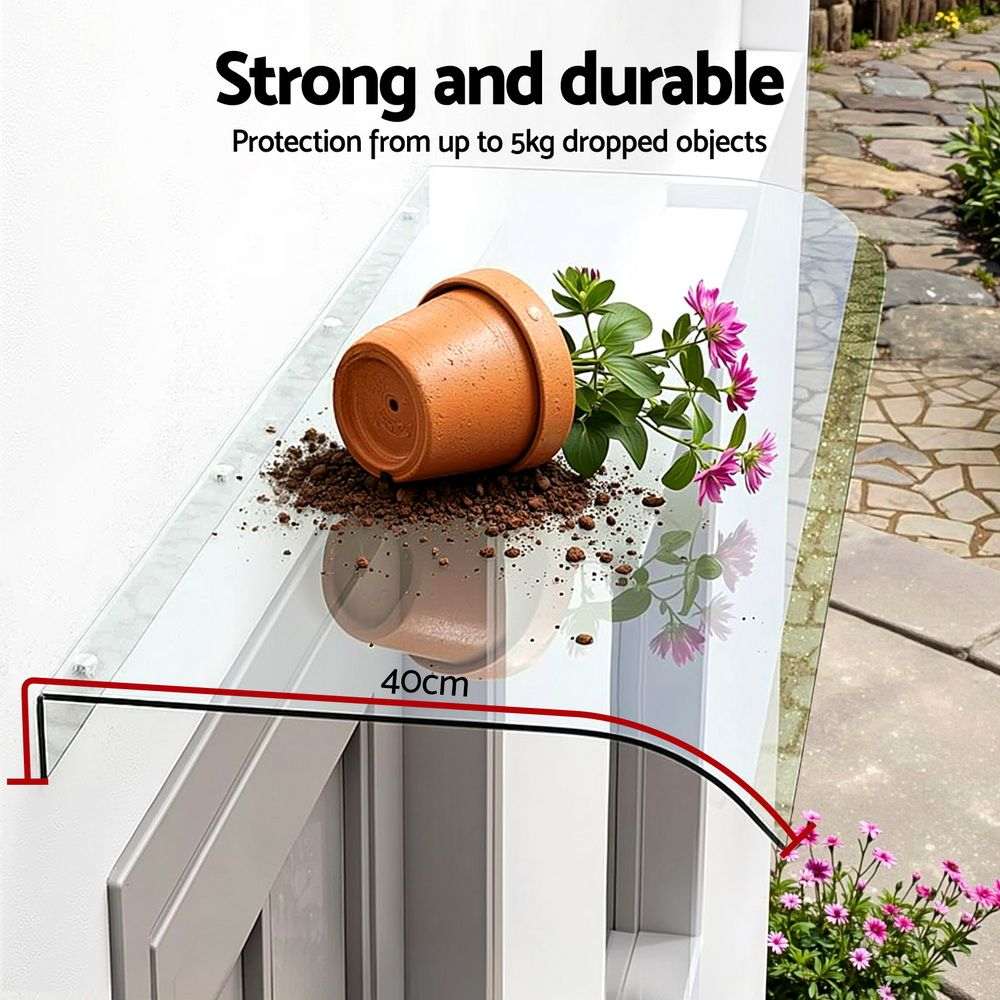 Instahut Window Door Awning 0.4mx1m Transparent | Home & Garden > Shading > Awnings