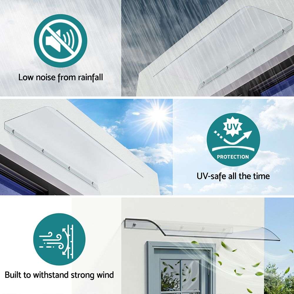 Instahut Window Door Awning 0.4mx1m Transparent | Home & Garden > Shading > Awnings