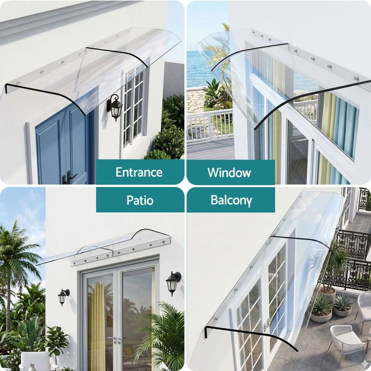 Instahut Window Door Awning 0.4mx2m Transparent | Home & Garden > Shading > Awnings