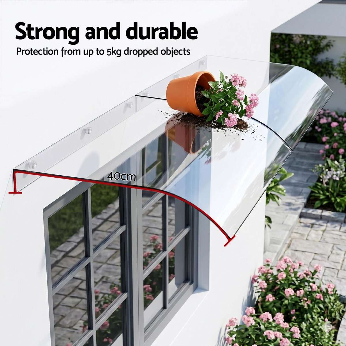 Instahut Window Door Awning 0.4mx2m Transparent | Home & Garden > Shading > Awnings