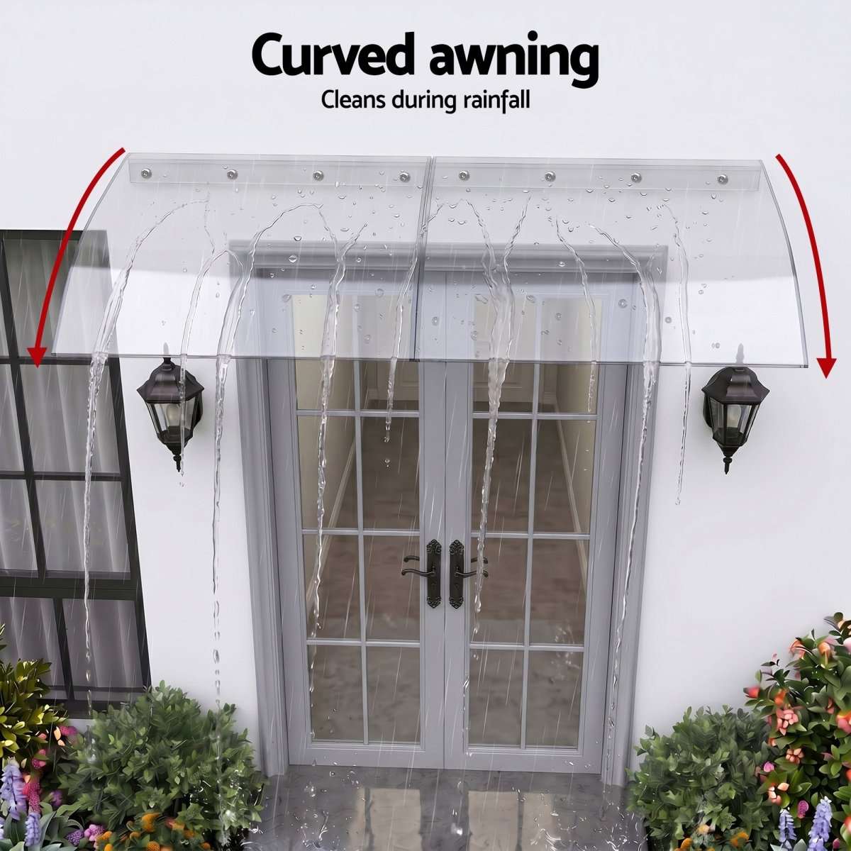 Instahut Window Door Awning 0.4mx2m Transparent | Home & Garden > Shading > Awnings