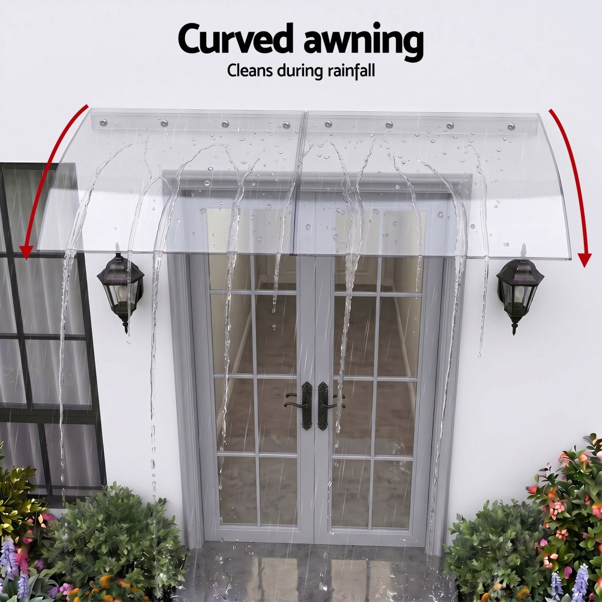 Instahut Window Door Awning 0.4mx2m Transparent | Home & Garden > Shading > Awnings