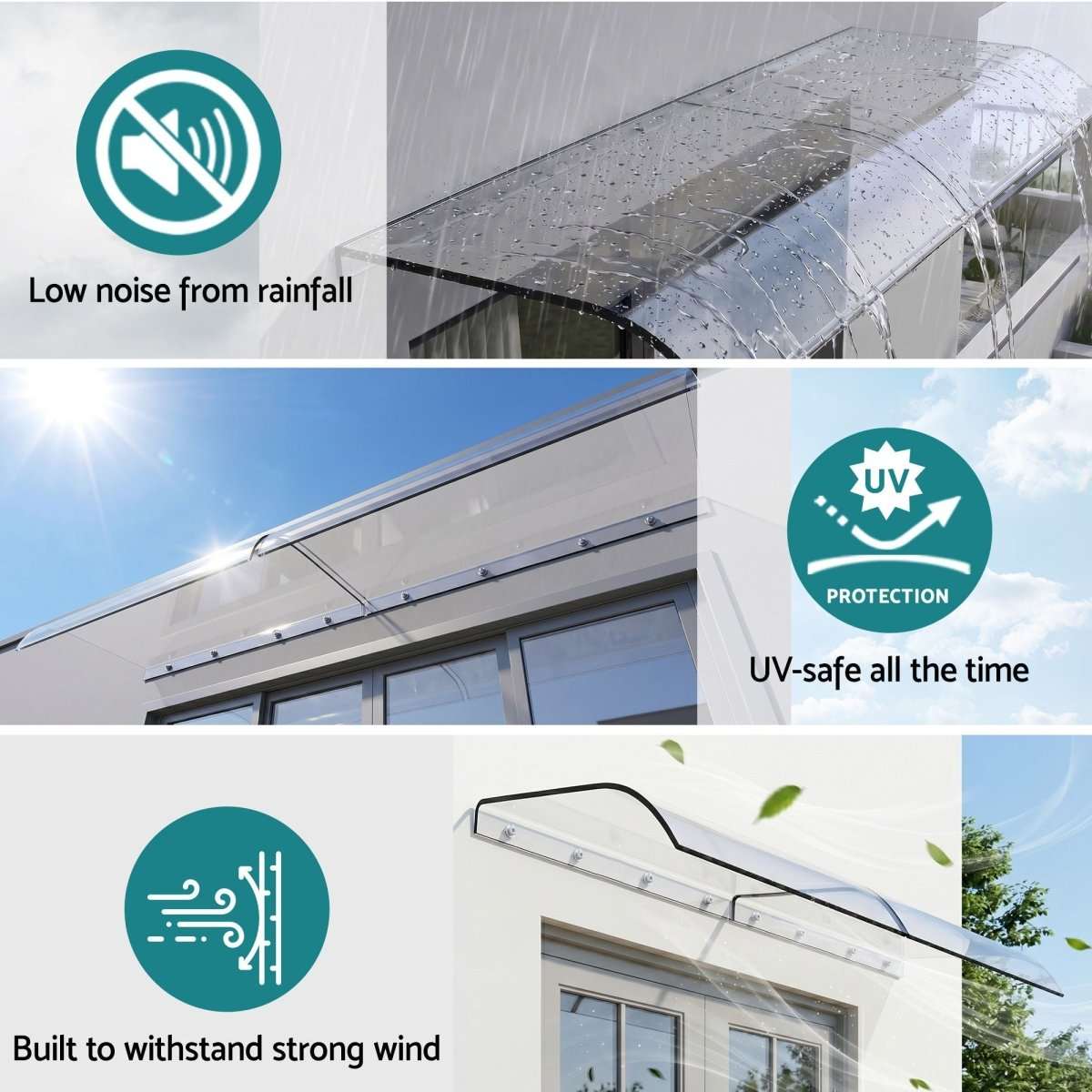 Instahut Window Door Awning 0.4mx2m Transparent | Home & Garden > Shading > Awnings