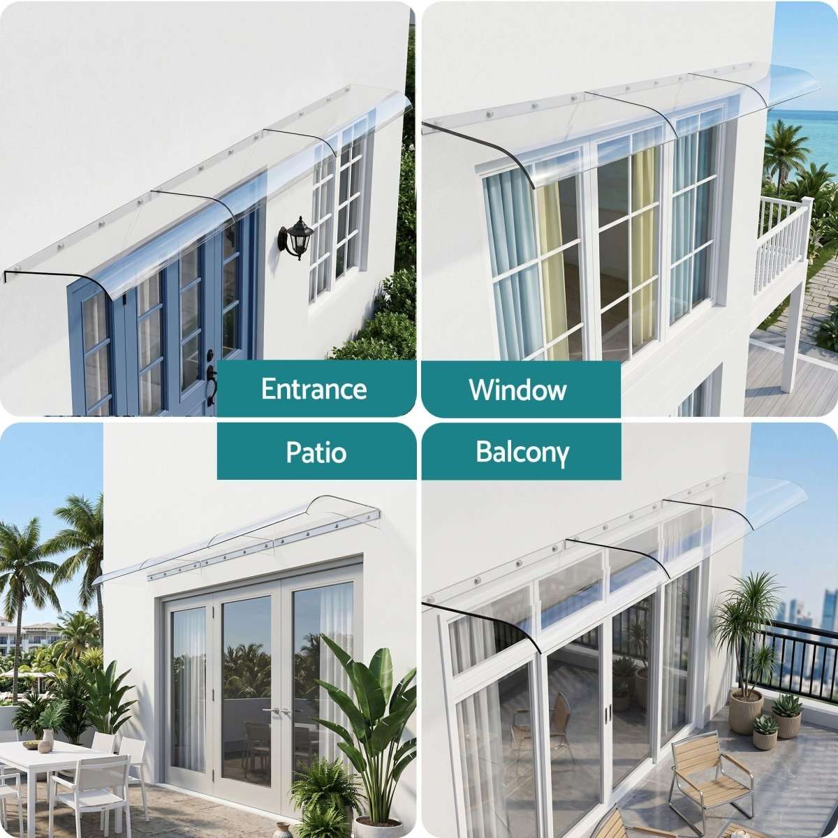Instahut Window Door Awning 0.4mx3m Transparent | Home & Garden > Shading > Awnings