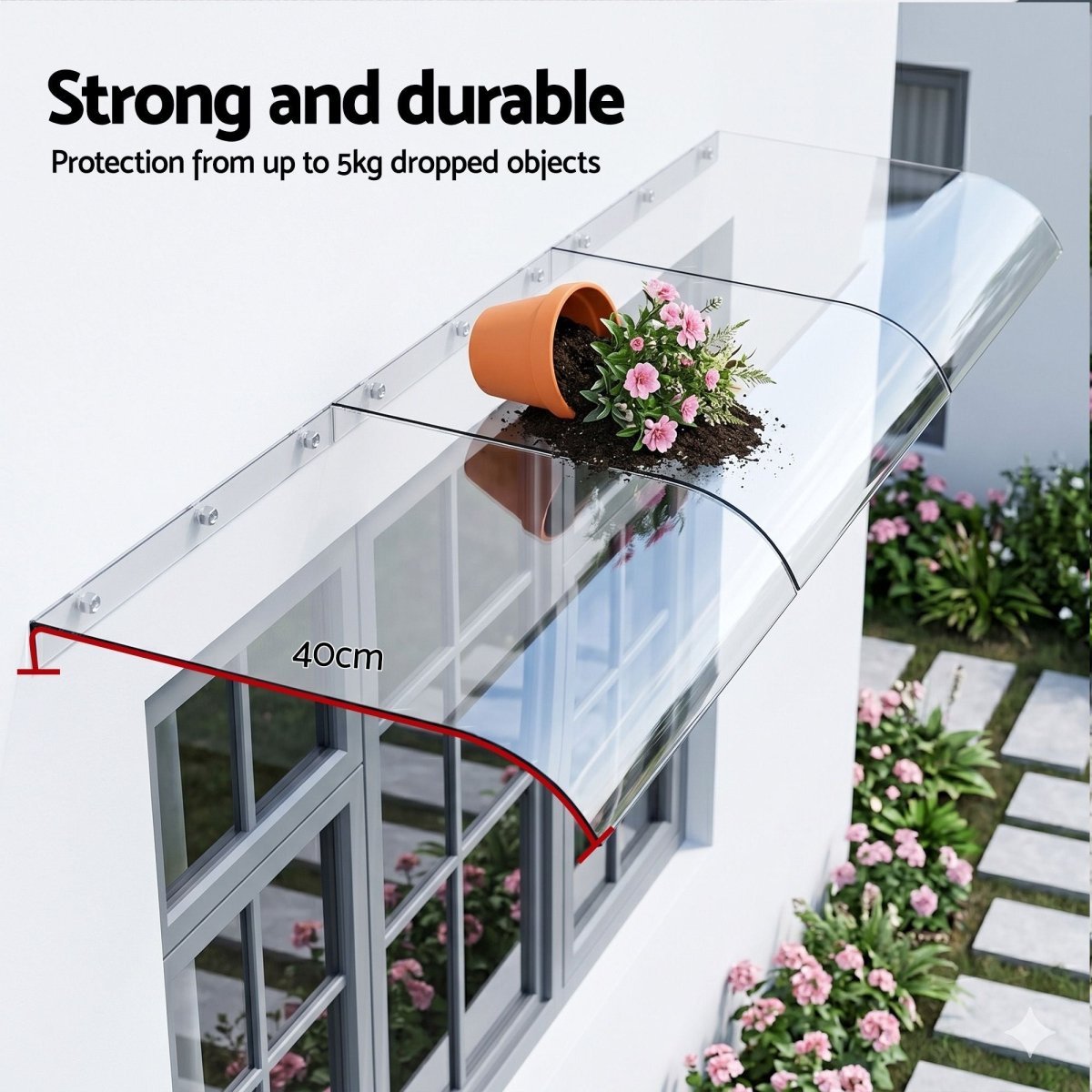 Instahut Window Door Awning 0.4mx3m Transparent | Home & Garden > Shading > Awnings