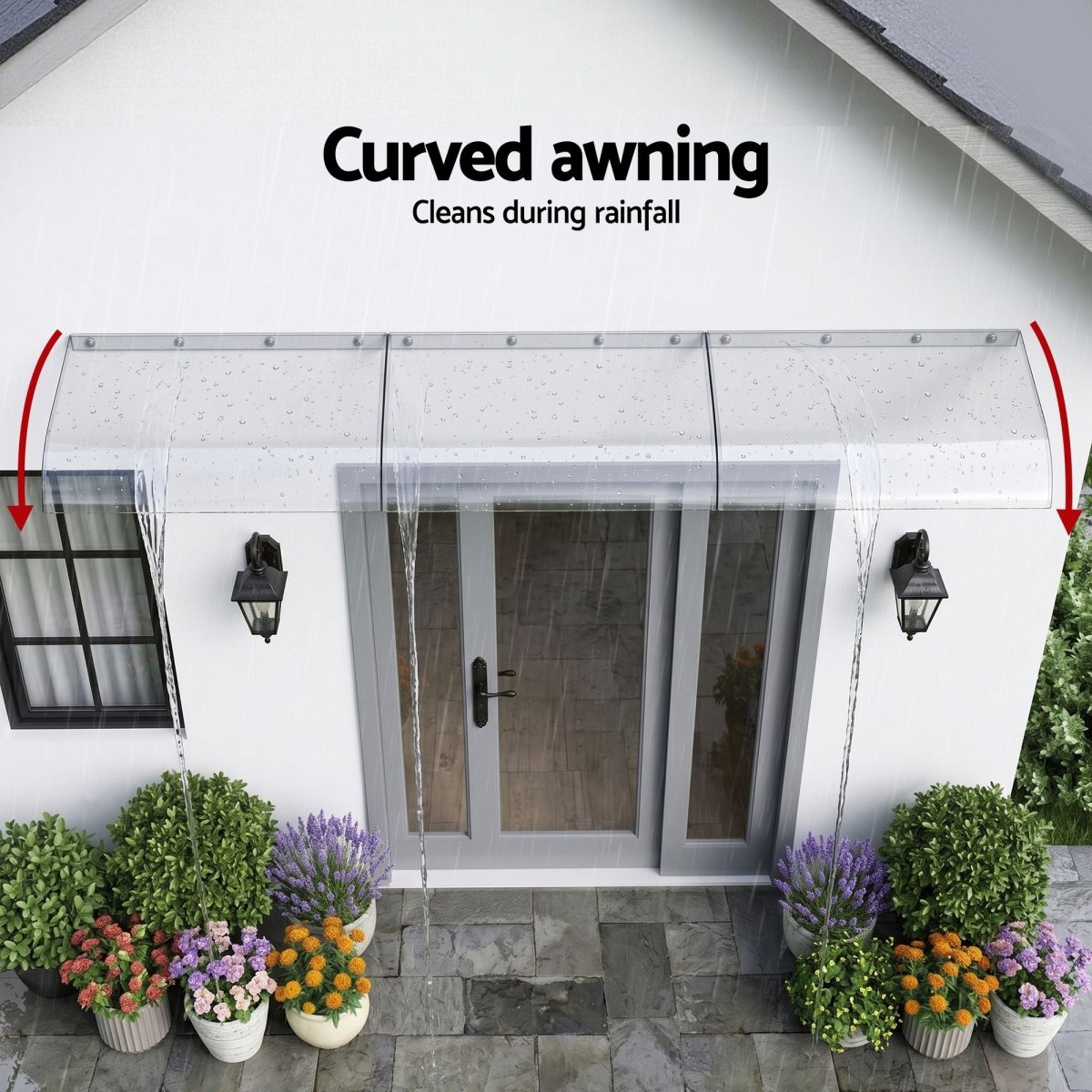 Instahut Window Door Awning 0.4mx3m Transparent | Home & Garden > Shading > Awnings