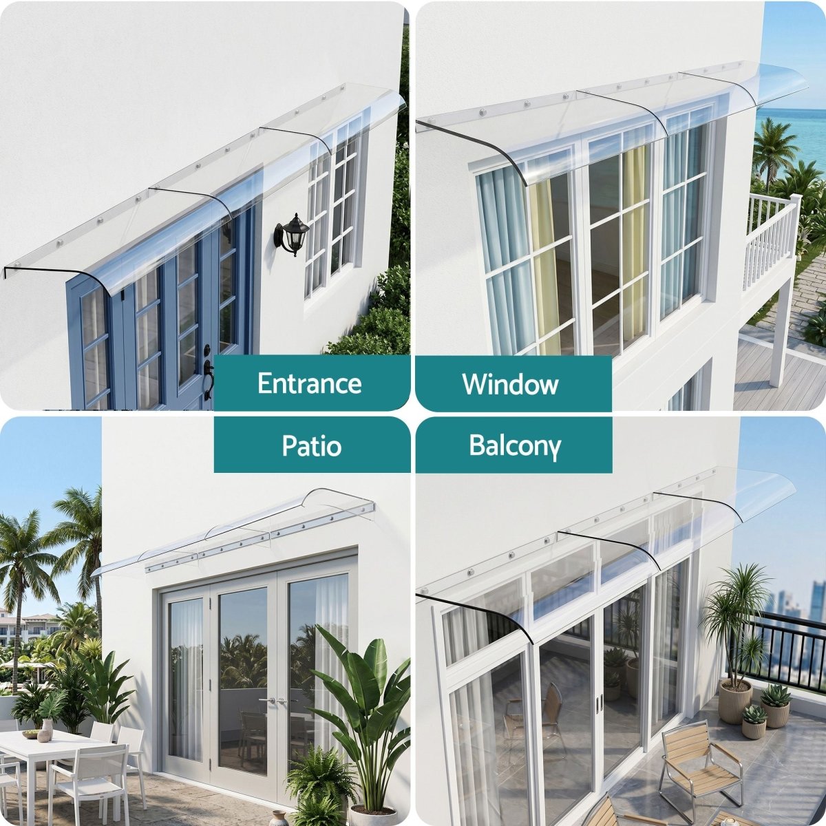 Instahut Window Door Awning 0.4mx3m Transparent | Home & Garden > Shading > Awnings