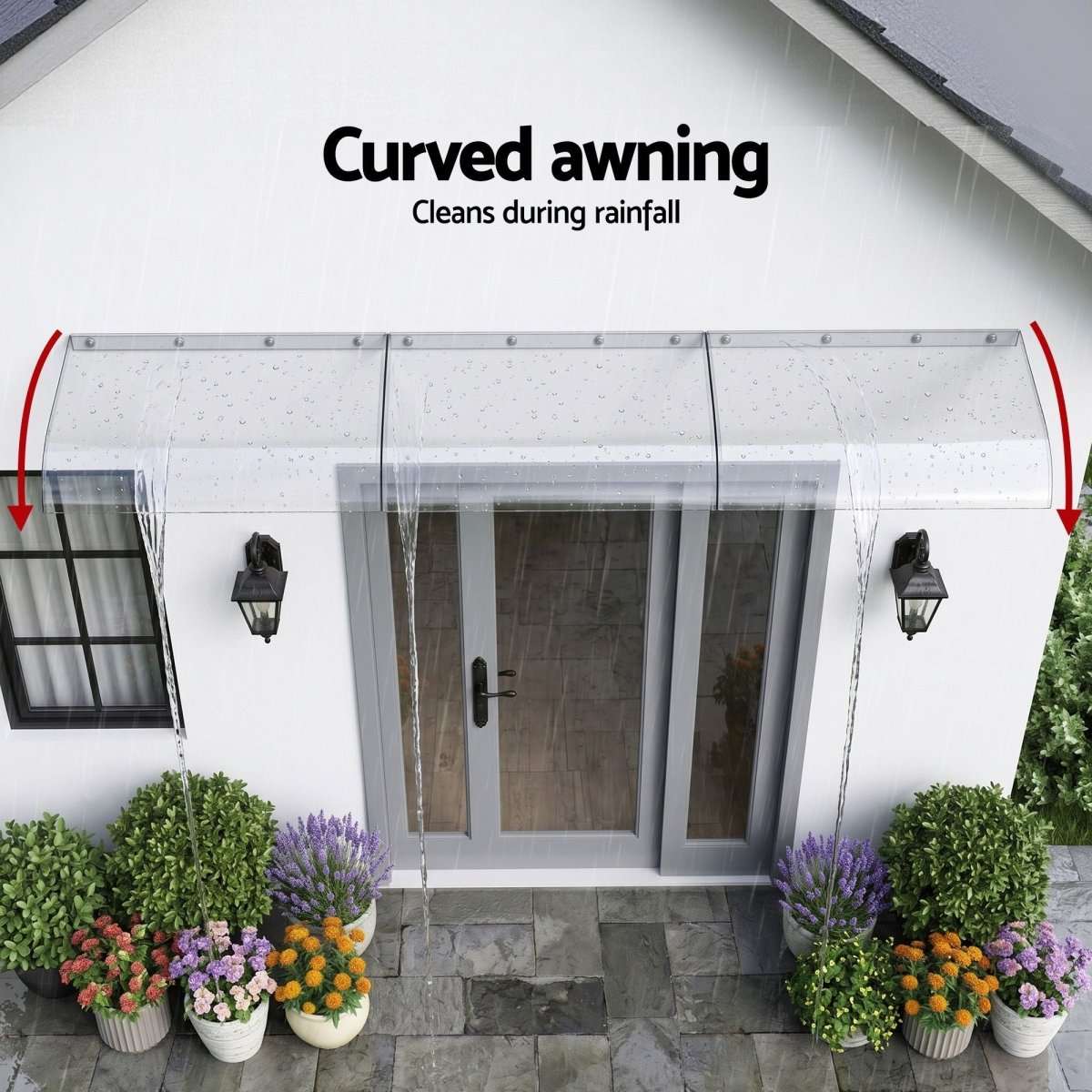 Instahut Window Door Awning 0.4mx3m Transparent | Home & Garden > Shading > Awnings