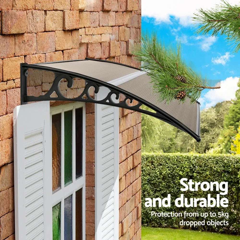 Instahut Window Door Awning 0.8mx1m Brown | Home & Garden > Shading > Awnings