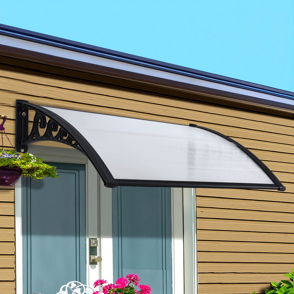 Instahut Window Door Awning 0.8mx1m Transparent | Outdoorium