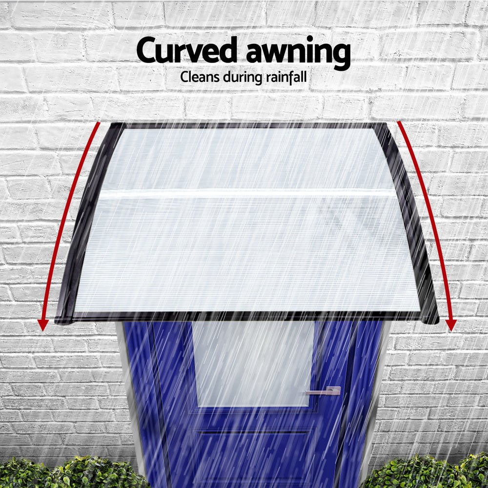 Instahut Window Door Awning 0.8mx1m Transparent | Outdoorium