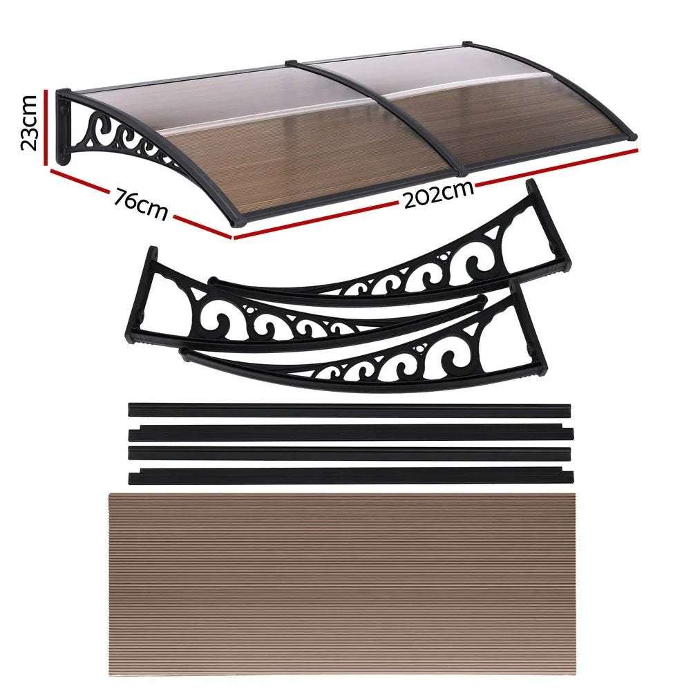 Instahut Window Door Awning 0.8mx2m Brown | Home & Garden > Shading > Awnings