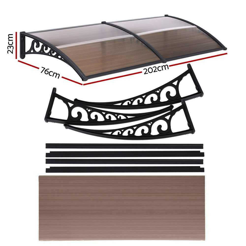 Instahut Window Door Awning 0.8mx2m Brown | Outdoorium