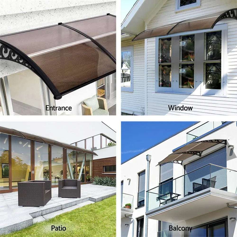 Instahut Window Door Awning 0.8mx2m Brown | Home & Garden > Shading > Awnings